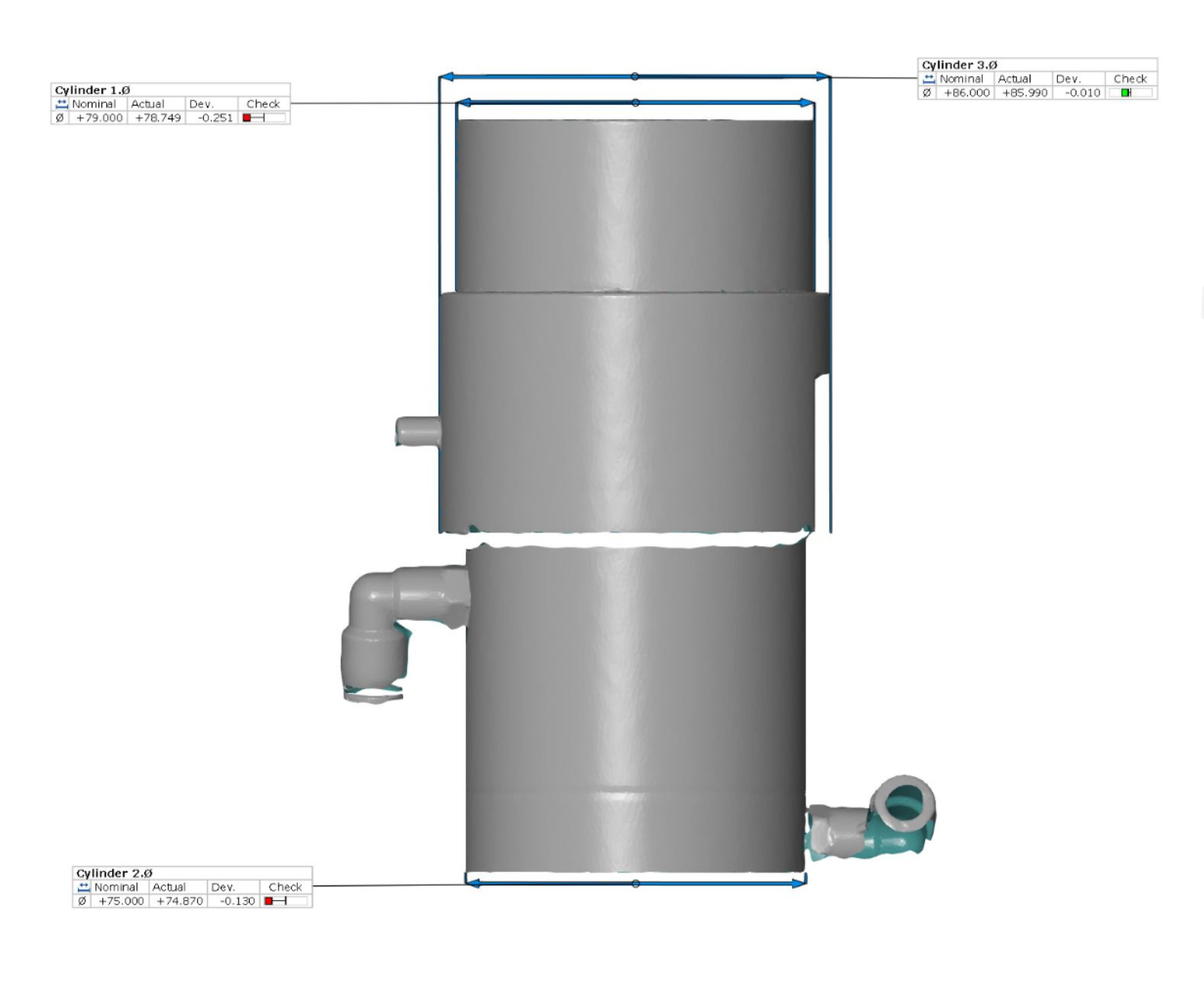 Figure 3 – Data mesh showing ‘Virtual Callipers’ taking measurements Figure 3 – Data mesh showing ‘Virtual Callipers’ taking measurementsre 3 – Data mesh showing ‘Virtual Callipers’ taking measurements