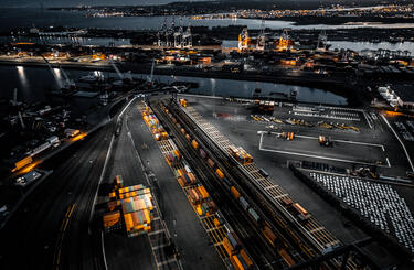 many containers at a port transportation global supply chain