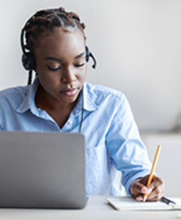 A person on a conference call