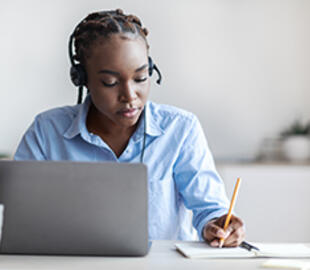 A person on a conference call