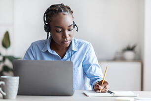 A Quality professional speaking on a call about step 4 A person on a conference call
